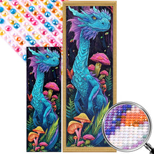 Load image into Gallery viewer, AB Diamond Painting - Full Round - Blue Dragon and Colorful Mushrooms (30*90CM)
