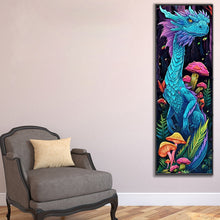 Load image into Gallery viewer, AB Diamond Painting - Full Round - Blue Dragon and Colorful Mushrooms (30*90CM)
