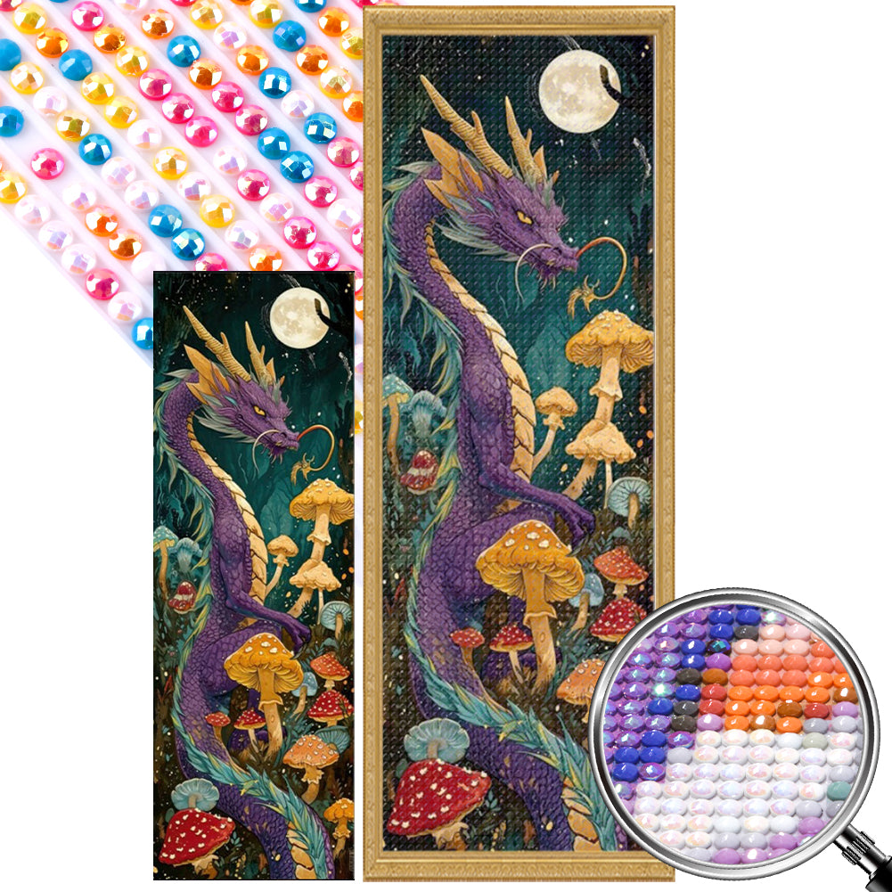 AB Diamond Painting - Full Round - Purple Dragon under the Moon (30*90CM)