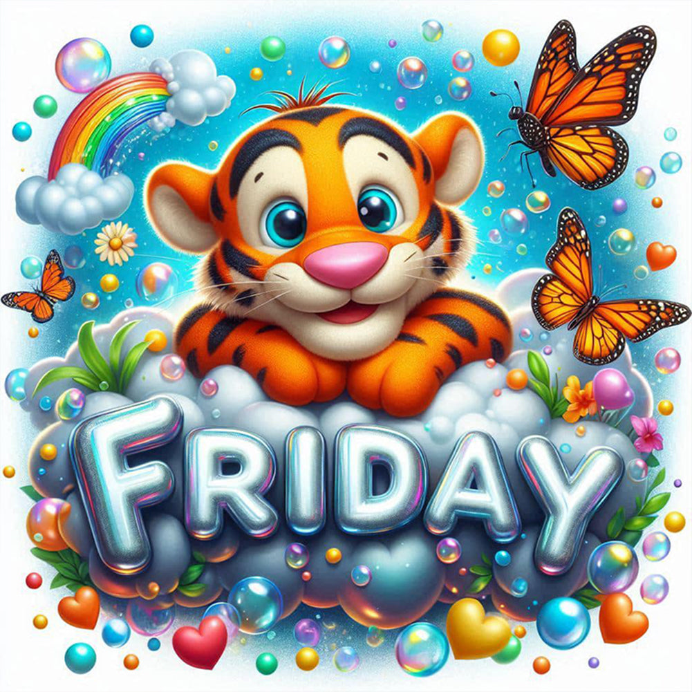 Diamond Painting - Full Round - Cartoon Tiger (30*30CM)