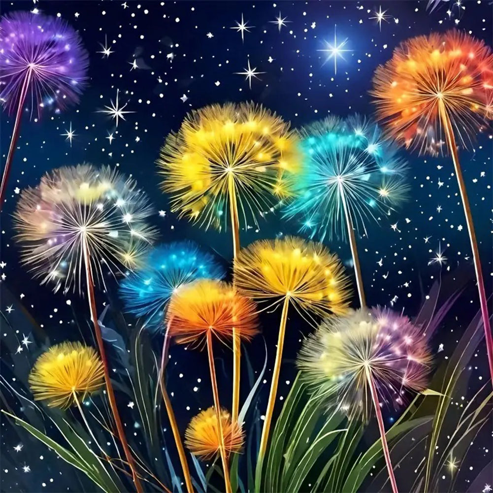 Diamond Painting - Full Round - Dandelion at Night (40*40CM)