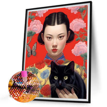 Load image into Gallery viewer, AB Diamond Painting - Full Round - Cat and Girl (40*50CM)

