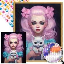 Load image into Gallery viewer, AB Diamond Painting - Full Round - Cat and Girl (40*50CM)
