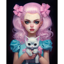 Load image into Gallery viewer, AB Diamond Painting - Full Round - Cat and Girl (40*50CM)

