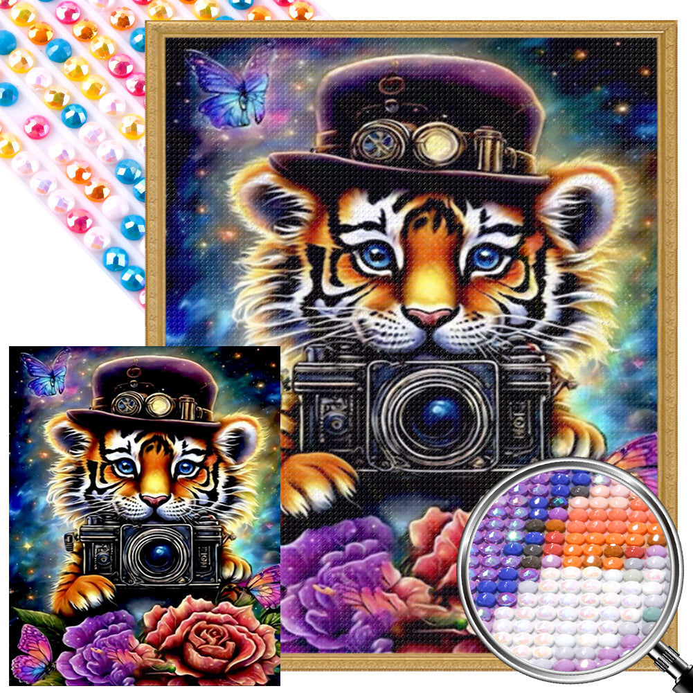 AB Diamond Painting - Full Round - Photographer tiger (40*50CM)