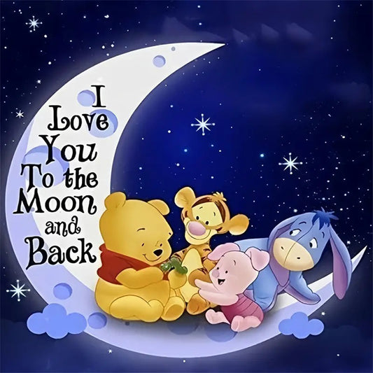 Diamond Painting - Full Round - Winnie the Pooh and his friends on the moon (40*40CM)