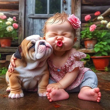 Load image into Gallery viewer, Diamond Painting - Full Round - Dog and child (40*40CM)
