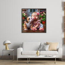 Load image into Gallery viewer, Diamond Painting - Full Round - Dog and child (40*40CM)
