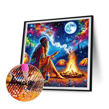 Load image into Gallery viewer, Diamond Painting - Full Round - Girl camping at night (50*50CM)
