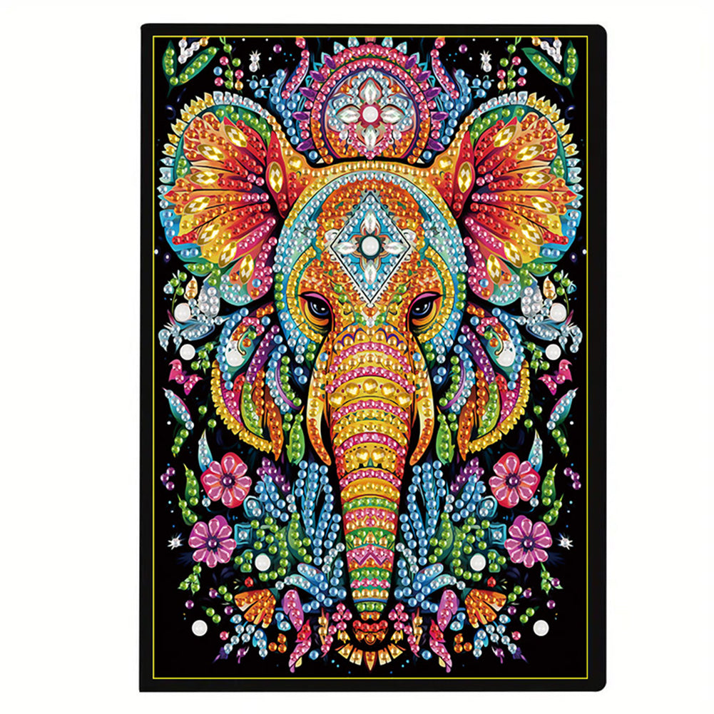 5D Diamond Painting Notebook DIY Diamond Art Dairy Book Kits (Elephant)