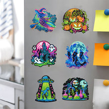 Load image into Gallery viewer, 6Pcs Acrylic Special Shape Halloween Diamond Painting Refrigerator Magnets
