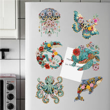 Load image into Gallery viewer, 6Pcs Acrylic Special Shape Flowers and Animal Diamond Painting Fridge Magnets
