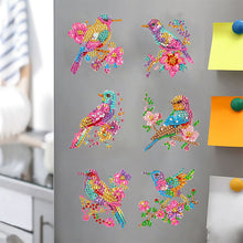 Load image into Gallery viewer, 6Pcs Acrylic Special Shape Bird and Flower Diamond Painting Fridge Magnets
