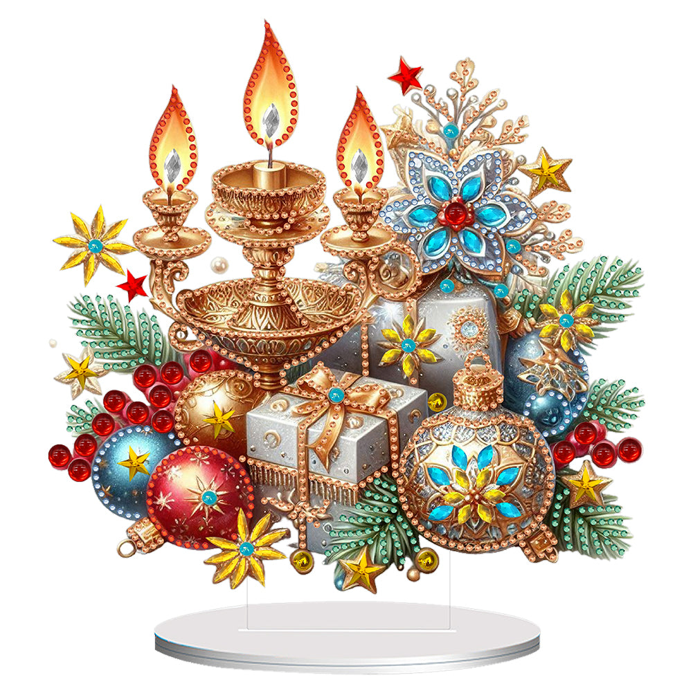 Acrylic Special Shaped Christmas Candle Gift Diamond Painting Desktop Decor