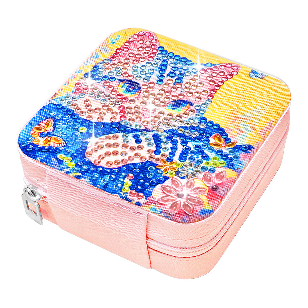 PU Special Shaped Cat Diamond Painting DIY Jewellery Box for Rings Bracelets