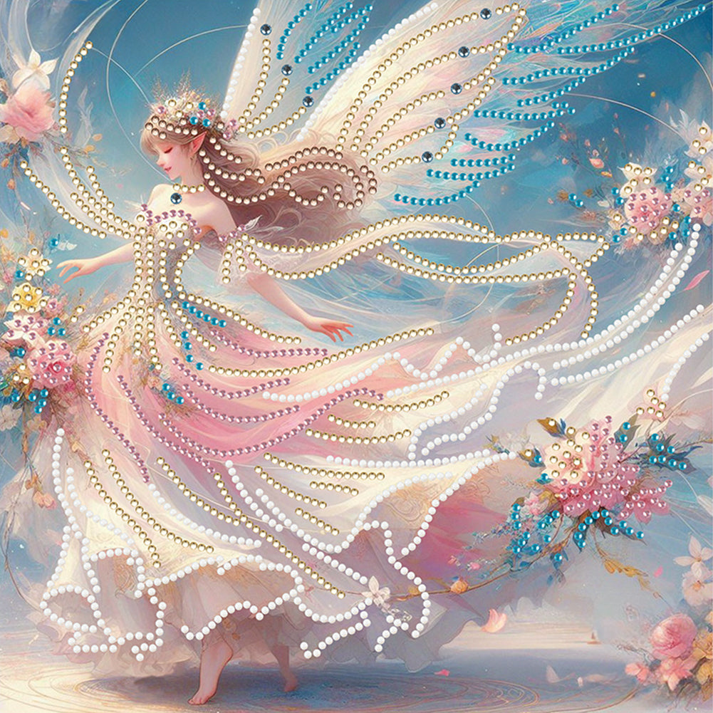 Diamond Painting - Partial Crystal - Dream Crystal Princess Wing Girl (30*30CM)