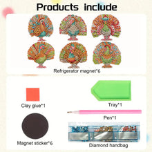 Load image into Gallery viewer, 6Pcs Special Shape Turkey Diamond Painting Fridge Magnets for Home Decor
