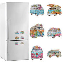 Load image into Gallery viewer, 6Pcs Special Shape Bus Train Diamond Painting Fridge Magnets for Home Decor
