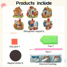 Load image into Gallery viewer, 6Pcs Special Shape Chicken Coop Diamond Painting Fridge Magnets for Home Decor
