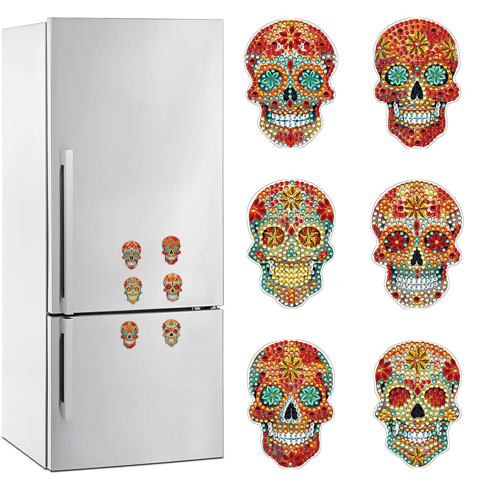6Pcs Special Shape Skull Diamond Painting Fridge Magnets for Home Decor