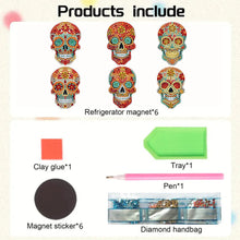 Load image into Gallery viewer, 6Pcs Special Shape Skull Diamond Painting Fridge Magnets for Home Decor
