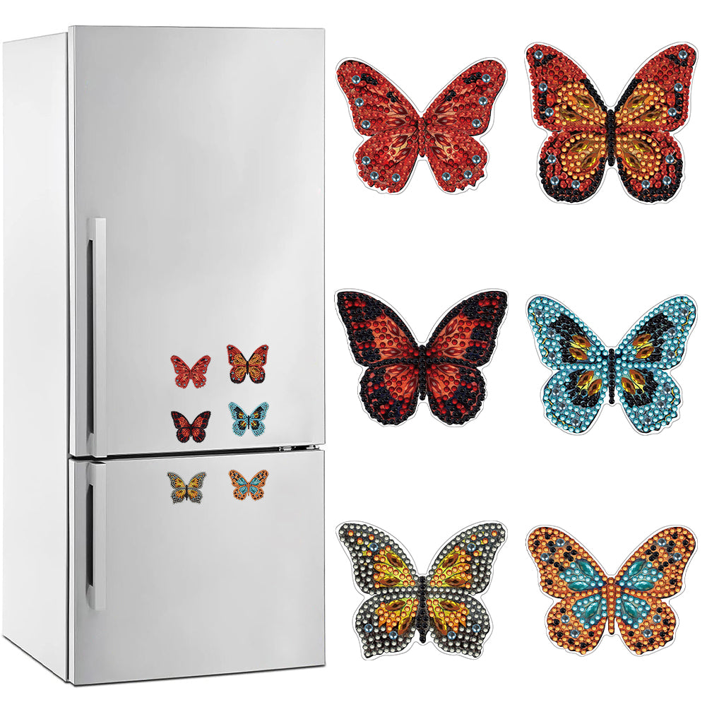 6Pcs Special Shape Butterfly Diamond Painting Fridge Magnets for Home Decor