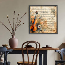Load image into Gallery viewer, Diamond Painting - Full Round - Violin and sheet music (40*40CM)
