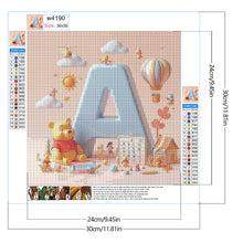Load image into Gallery viewer, Diamond Painting - Full Round - Winnie the Pooh&#39;s 26 Letters A (30*30CM)
