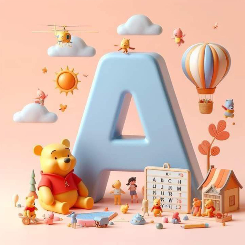 Diamond Painting - Full Round - Winnie the Pooh's 26 Letters A (30*30CM)