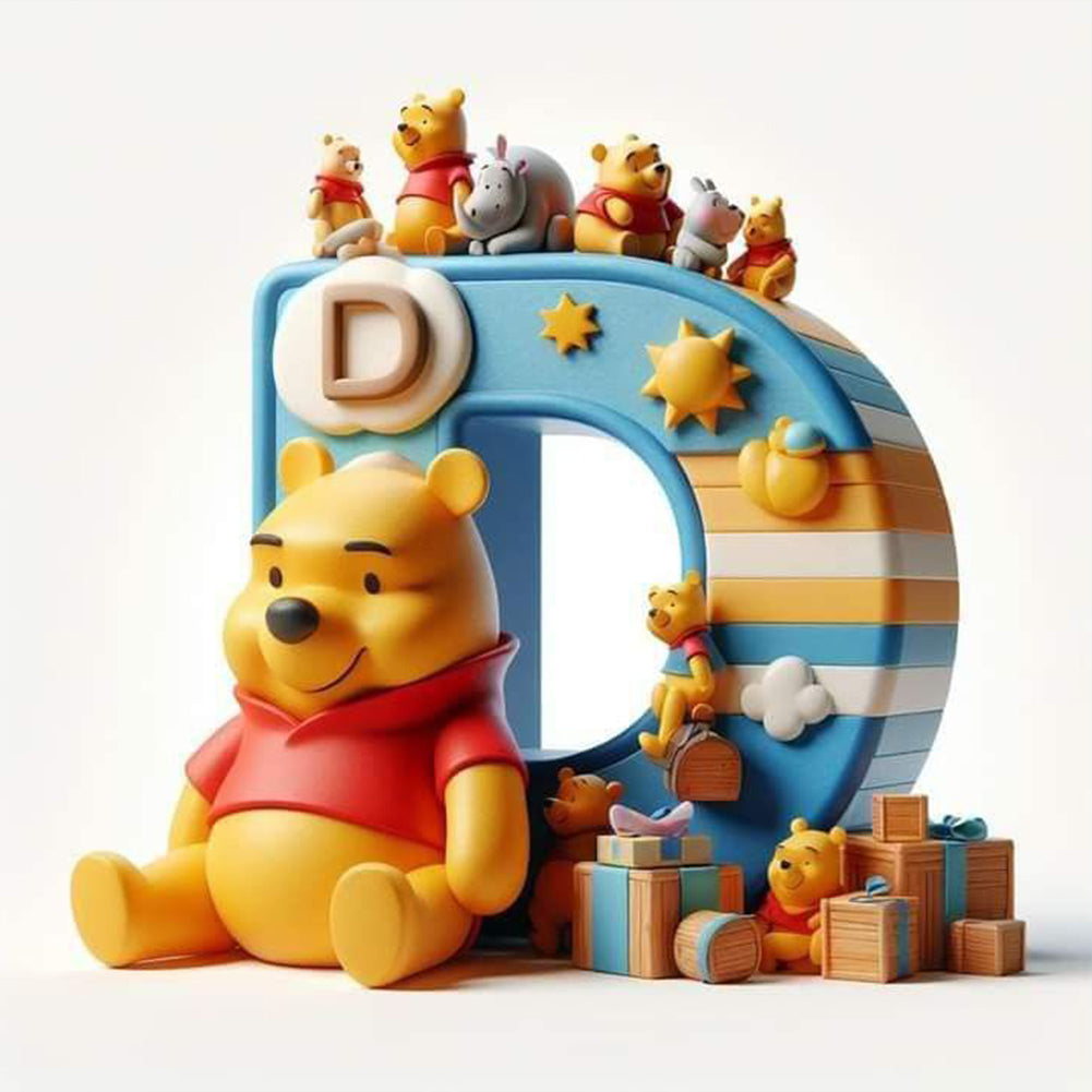 Diamond Painting - Full Round - Winnie the Pooh's 26 Letters D (30*30CM)