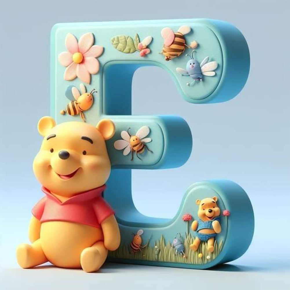 Diamond Painting - Full Round - Winnie the Pooh's 26 Letters E (30*30CM)