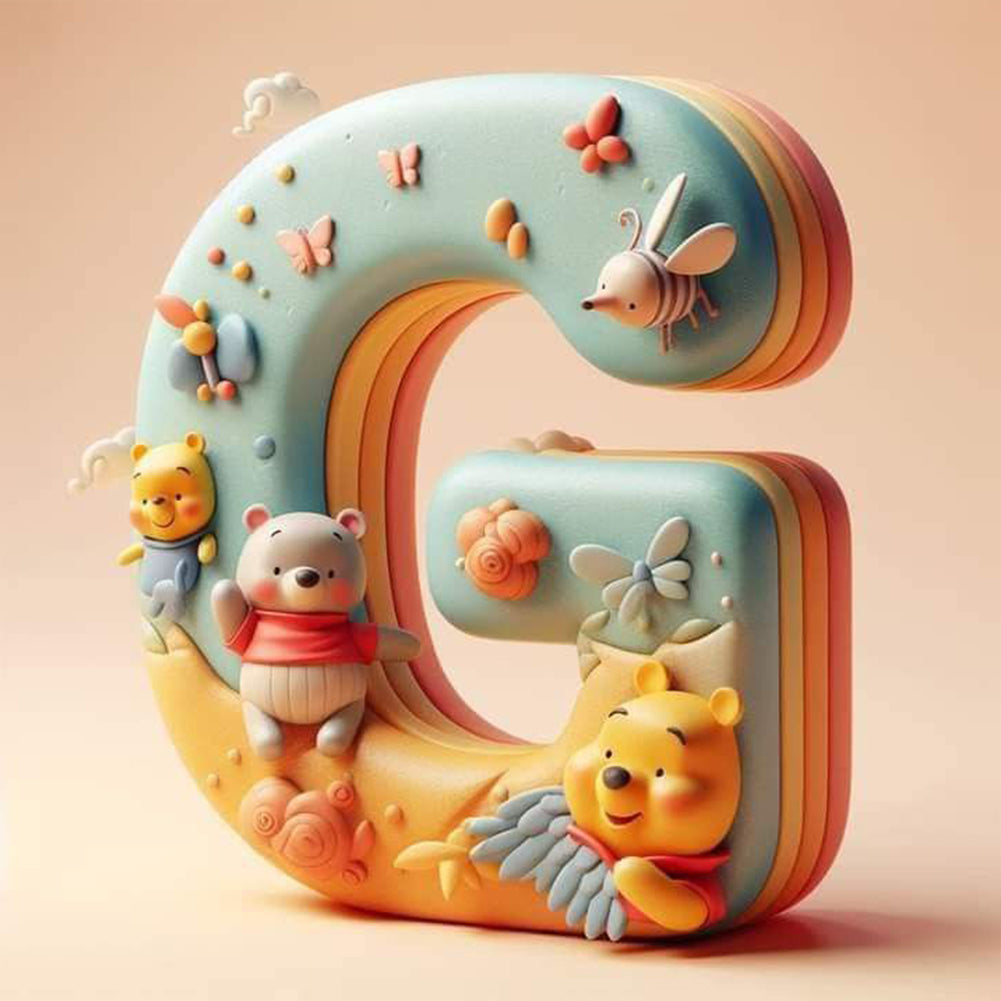 Diamond Painting - Full Round - Winnie the Pooh's 26 Letters G (30*30CM)