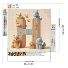 Load image into Gallery viewer, Diamond Painting - Full Round - Winnie the Pooh&#39;s 26 Letters H (30*30CM)
