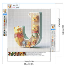 Load image into Gallery viewer, Diamond Painting - Full Round - Winnie the Pooh&#39;s 26 Letters J (30*30CM)

