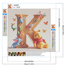 Load image into Gallery viewer, Diamond Painting - Full Round - Winnie the Pooh&#39;s 26 Letters K (30*30CM)
