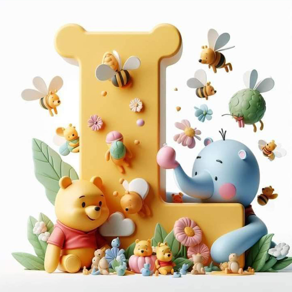 Diamond Painting - Full Round - Winnie the Pooh's 26 Letters L (30*30CM)