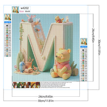 Load image into Gallery viewer, Diamond Painting - Full Round - Winnie the Pooh&#39;s 26 Letters M (30*30CM)
