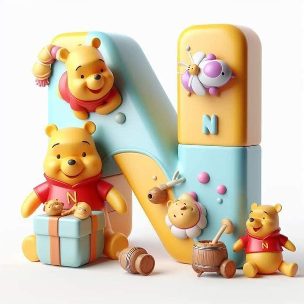 Diamond Painting - Full Round - Winnie 26 letters of the alphabet N for bear (30*30CM)