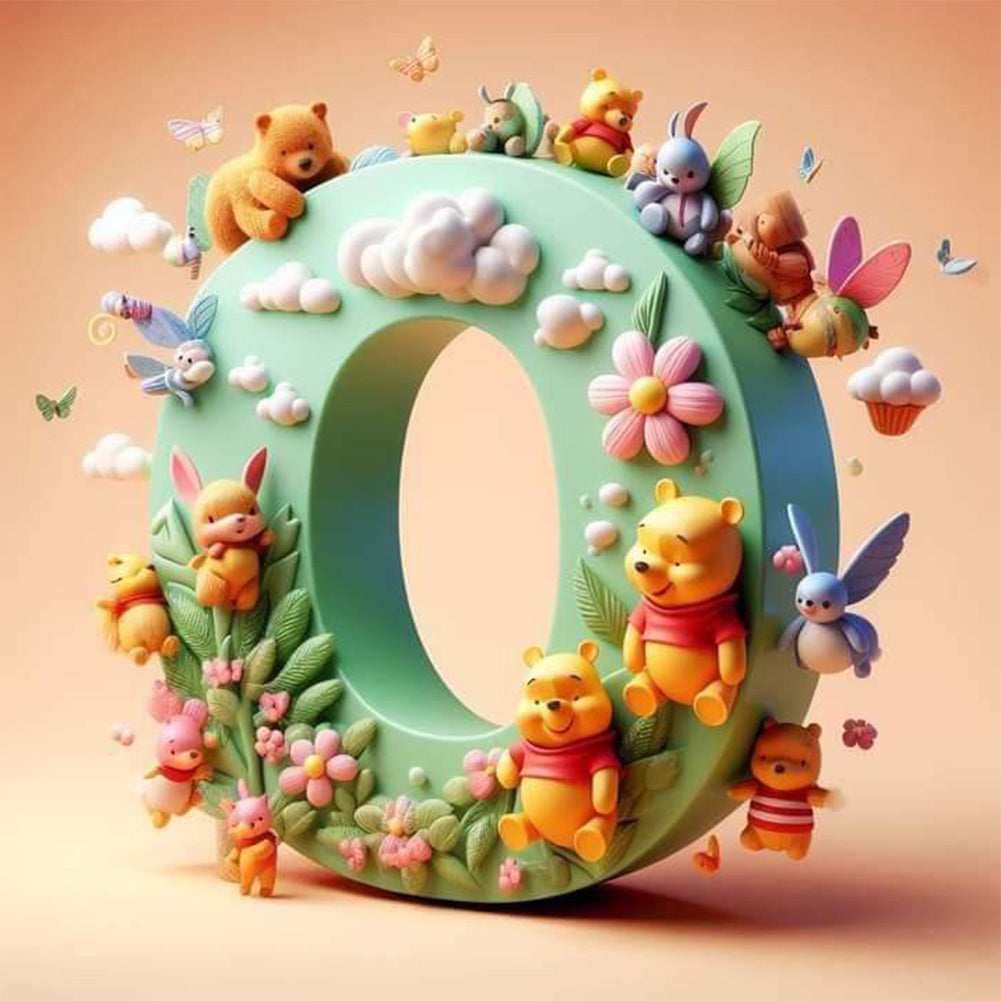 Diamond Painting - Full Round - 26 letters of the alphabet O for Winnie the Pooh (30*30CM)