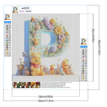Load image into Gallery viewer, Diamond Painting - Full Round - 26 letters of the alphabet P for Winnie the Pooh (30*30CM)
