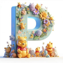 Load image into Gallery viewer, Diamond Painting - Full Round - 26 letters of the alphabet P for Winnie the Pooh (30*30CM)
