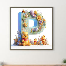 Load image into Gallery viewer, Diamond Painting - Full Round - 26 letters of the alphabet P for Winnie the Pooh (30*30CM)

