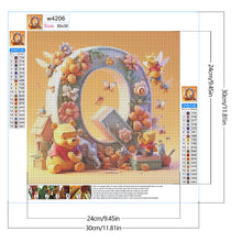 Load image into Gallery viewer, Diamond Painting - Full Round - 26 letters of the alphabet Q for Winnie the Pooh (30*30CM)
