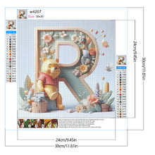 Load image into Gallery viewer, Diamond Painting - Full Round - 26 letters of the alphabet R for Winnie the Pooh (30*30CM)
