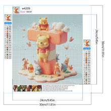 Load image into Gallery viewer, Diamond Painting - Full Round - 26 letters of the alphabet T for Winnie the Pooh (30*30CM)
