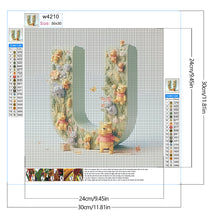 Load image into Gallery viewer, Diamond Painting - Full Round - 26 letters of the alphabet U for Winnie the Pooh (30*30CM)
