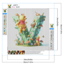 Load image into Gallery viewer, Diamond Painting - Full Round - 26 letters of the alphabet V for Winnie the Pooh (30*30CM)
