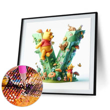 Load image into Gallery viewer, Diamond Painting - Full Round - 26 letters of the alphabet V for Winnie the Pooh (30*30CM)
