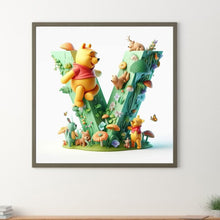 Load image into Gallery viewer, Diamond Painting - Full Round - 26 letters of the alphabet V for Winnie the Pooh (30*30CM)
