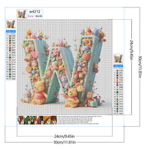 Load image into Gallery viewer, Diamond Painting - Full Round - 26 letters of the alphabet W for Winnie the Pooh (30*30CM)
